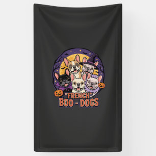 Französische Bulldogge Halloween Boo Hunde Vektor Banner