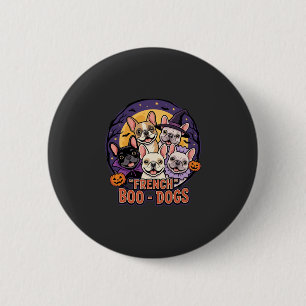 Französische Bulldogge Halloween Boo Hunde Vektor Button