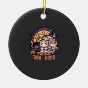 Französische Bulldogge Halloween Boo Hunde Vektor Keramik Ornament