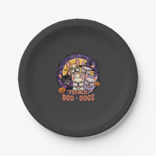 Französische Bulldogge Halloween Boo Hunde Vektor Pappteller