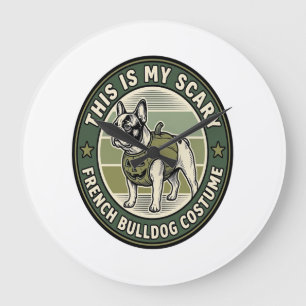 Französische Bulldogge Halloween Grusel Kostüm Große Wanduhr