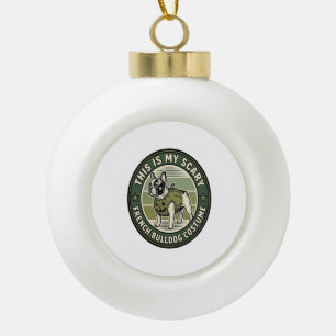 Französische Bulldogge Halloween Grusel Kostüm Keramik Kugel-Ornament