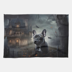 Französische Bulldogge Halloween Gruselig Geschirrtuch