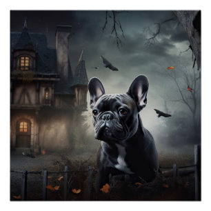 Französische Bulldogge Halloween Gruselig Poster
