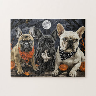 Französische Bulldogge Halloween Gruselig Puzzle