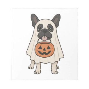 Französische Bulldogge Halloween Hund Geist Notizblock