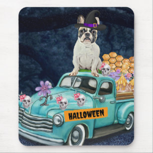 Französische Bulldogge Halloween-LKW Gruselige Nac Mousepad