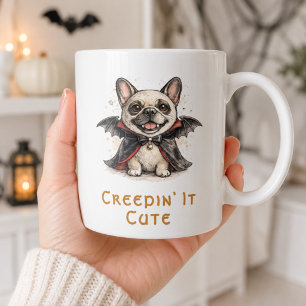 Französische Bulldogge Halloween Süße Vampirfleder Kaffeetasse