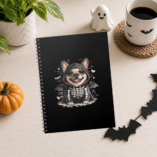 Französische Bulldogge Halloween  Süßer Skelett Notizblock