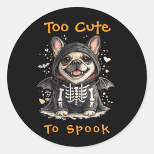 Französische Bulldogge Halloween Süßes Skelett Runder Aufkleber