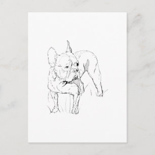 Französische Bulldogge – handgezeichnete Hundeillu Postkarte
