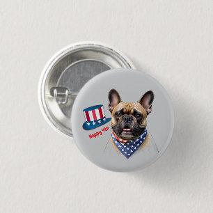 Französische Bulldogge Happy 4.Juli French Bulldog Button