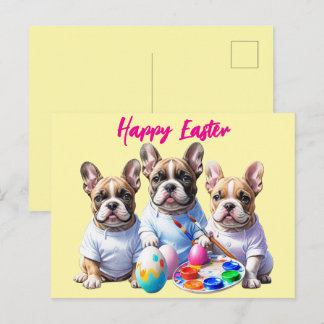 Französische Bulldogge Happy Easter French Bulldog Feiertagspostkarte