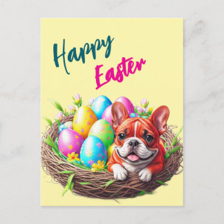 Französische Bulldogge Happy Easter French Bulldog Feiertagspostkarte