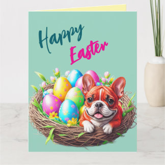 Französische Bulldogge Happy Easter French Bulldog Karte