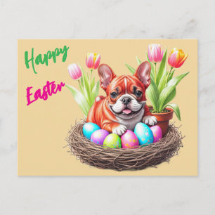 Französische Bulldogge Happy Easter French Bulldog Postkarte