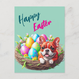 Französische Bulldogge Happy Easter French Bulldog Postkarte