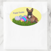 Französische Bulldogge Happy Easter Ovaler Aufkleber (Tasche)