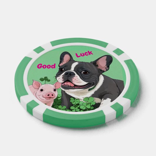 Französische Bulldogge Happy New Year Glück Pokerchips (Einzeln)