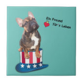 Französische Bulldogge Happy New Year Klasse Fliese (Vorderseite)