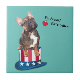 Französische Bulldogge Happy New Year Klasse Fliese