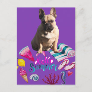 Französische Bulldogge Happy Summer French Bulldog Postkarte