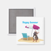 französische Bulldogge happy Summer Magnet (Vorderseite/Rückseite)