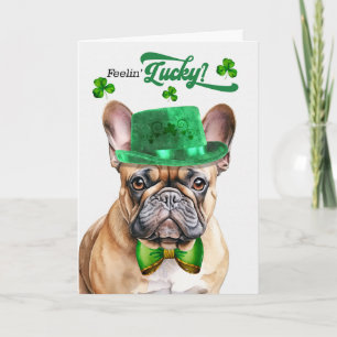 Französische Bulldogge hat Glück am St. Patrick's  Feiertagskarte