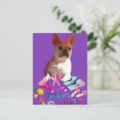 Französische Bulldogge Hello Summer French Bulldog Postkarte (Stehend Vorderseite)