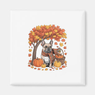 Französische Bulldogge Herbstschal Kürbis Herbstla Magnet