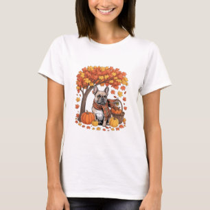 Französische Bulldogge Herbstschal Kürbis Herbstla T-Shirt
