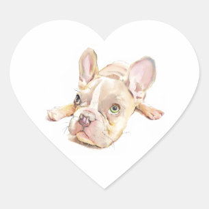 Französische Bulldogge Herz Aufkleber, Hundeliebha Herz-Aufkleber