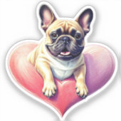 Französische Bulldogge Herz Muttertag Aufkleber (Vorderseite)