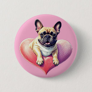 Französische Bulldogge Herz Muttertag Button