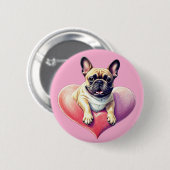 Französische Bulldogge Herz Muttertag Button (Vorne & Hinten)