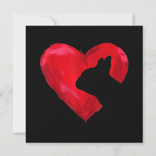 Französische Bulldogge Herz Silhouette Valentinsta Feiertagskarte