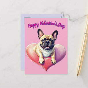 Französische Bulldogge Herz Valentinstags  Feiertagspostkarte