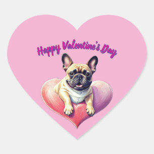 Französische Bulldogge Herz Valentinstags Herz-Aufkleber