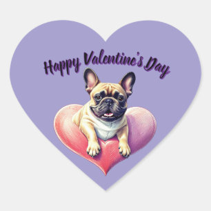 Französische Bulldogge Herz Valentinstags Herz-Aufkleber