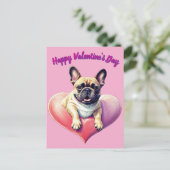 Französische Bulldogge Herz Valentinstags  Postkarte (Stehend Vorderseite)