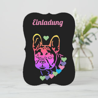 Französische Bulldogge Herzhalsband French Bulldog Einladung