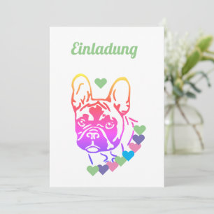 Französische Bulldogge Herzhalsband French Bulldog Einladung