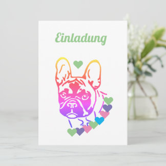 Französische Bulldogge Herzhalsband French Bulldog Einladung