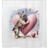 Französische Bulldogge Herzsprung French Bulldog Duschvorhang (Vorderseite)
