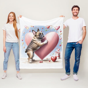 Französische Bulldogge Herzsprung French Bulldog Fleecedecke