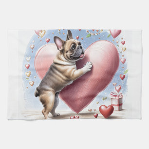 Französische Bulldogge Herzsprung French Bulldog Geschirrtuch