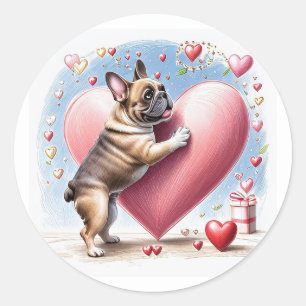 Französische Bulldogge Herzsprung French Bulldog  Runder Aufkleber