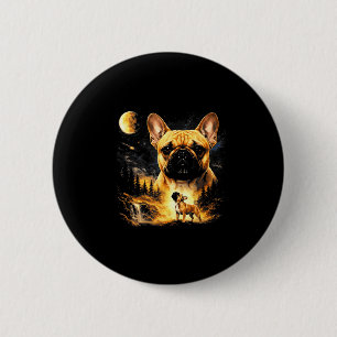 Französische Bulldogge heult zum Mond Vintage 90er Button