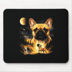Französische Bulldogge heult zum Mond Vintage 90er Mousepad