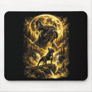Französische Bulldogge heult zum Mond Vintage-Hund Mousepad